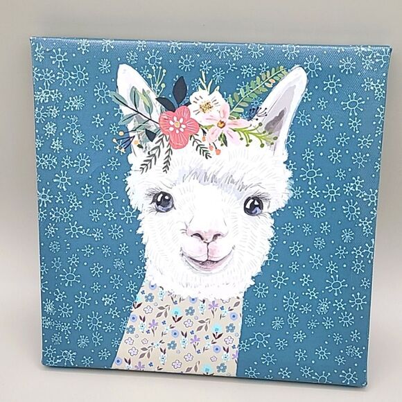 Llama Canvas Wall Art & Llama Planter with Faux Plant - Picture 4 of 5